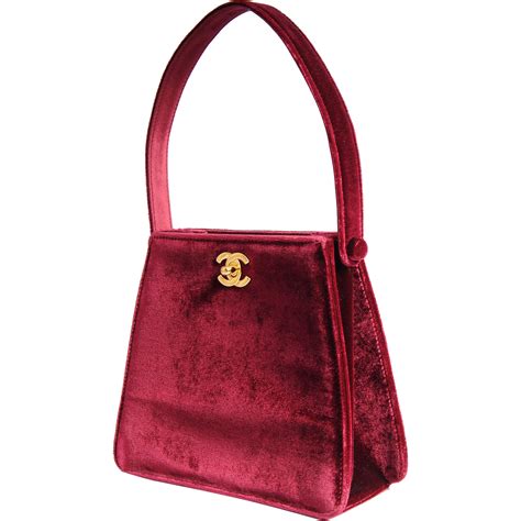 chanel red velvet purse